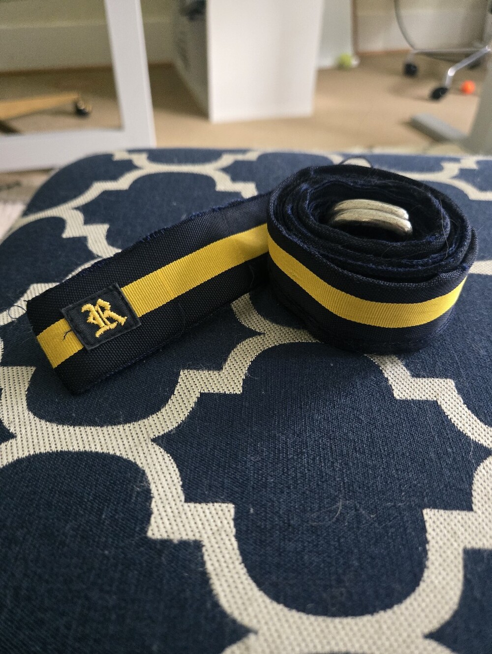 Rugby Ralph Lauren Navy and Yellow Ribbon Belt XL